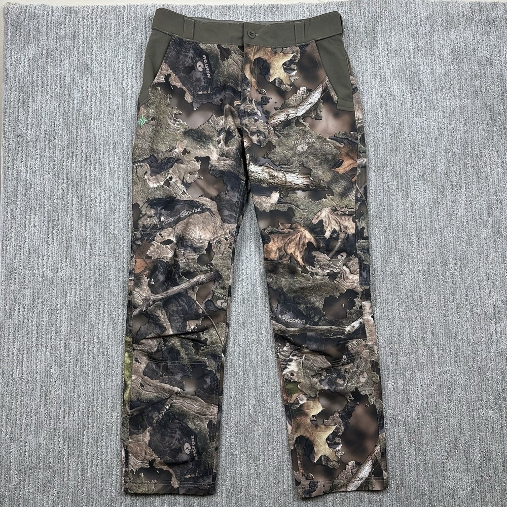 Nomad Pursuit Pants Mossy Oak Elements Camo Pattern Adjustable Waist Size Large